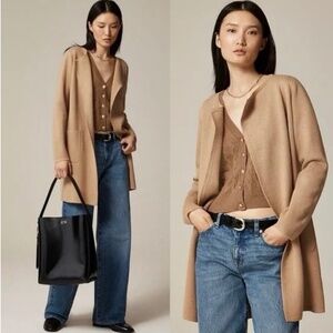 J. Crew Juliette Collarless Sweater Blazer in Heather Khaki size S